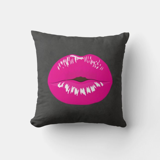 Coussin Lèvres roses chaudes Illustration brillante (Recto)