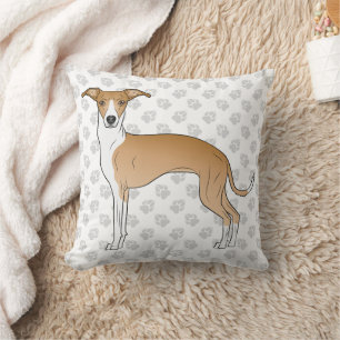 Coussin Lévrier Italien Fauve Et Blanc Avec Des Pattes