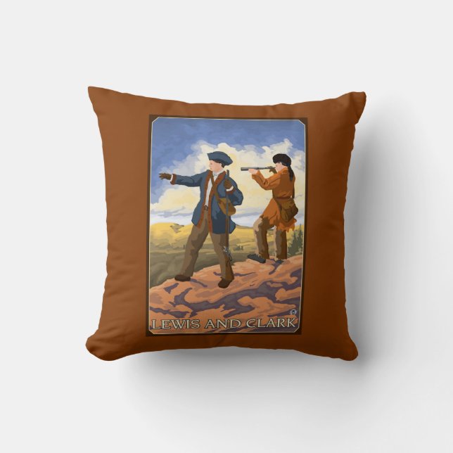 Coussin Lewis et Clark explorant l'ouest (Recto)