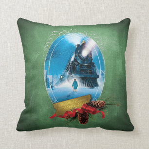 Coussin L'Express polaire   Arrivée du train encadré de 