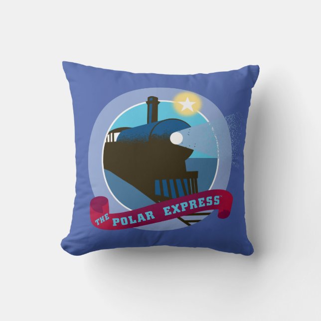Coussin L'Express polaire | Insigne de train Vintage (Recto)