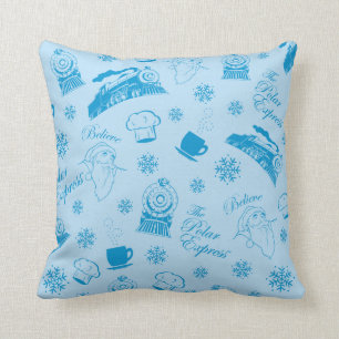 Coussin L'Express polaire   Motif d'icône de vacances ble