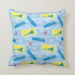 Coussin L'Express polaire   Retro Train & Ticket Motif