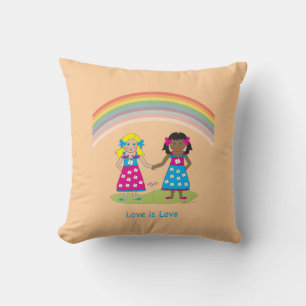 Coussin LGBTQIA LOVE is LOVE, Rainbow Flag Heart