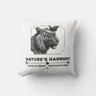 Coussin L'harmonie de la nature, le tigre et le papillon