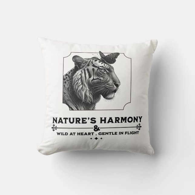 Coussin L'harmonie de la nature, le tigre et le papillon (Recto)