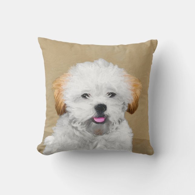Coussin Lhasa Apso Puppy Peinture - Cute Original Chien Ar (Recto)