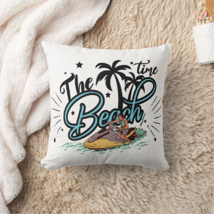 Coussin L'Heure De La Plage, Surf Sur La Plage