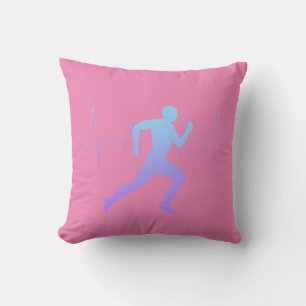 Coussin L'Homme Coure La Silhouette Gradient Et La Ligne D