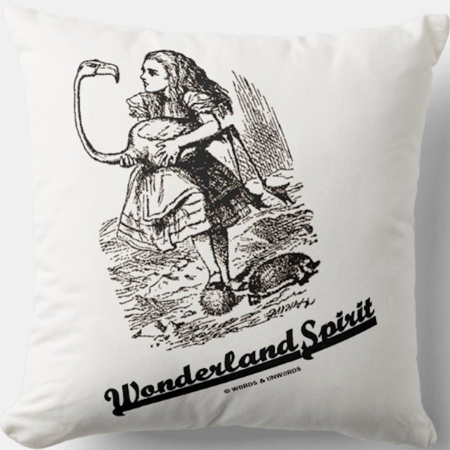 Coussin L'humour de Wonderland (Throw pillow for anyone with Wonderland Spirit featuring Alice & her Flamingo)