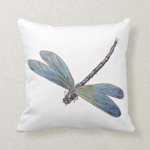 Coussin Libellule bleue vintage