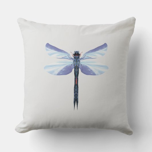 Coussin Libellule céleste – Art de l'insecte bleu surréali (Recto)