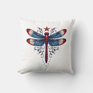 Coussin Libellule Drapeau Américain Patriotique 4 Juillet