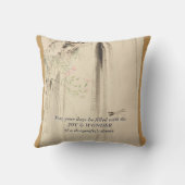 Coussin Libellule Fleurs Roses Cascade Aquarelle Japonaise (Verso)