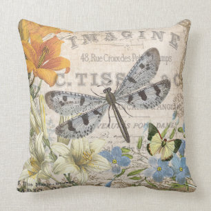 Coussin libellule française vintage moderne
