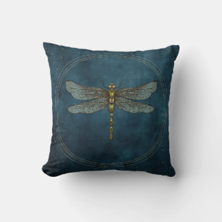 Coussin Libellule Mystique Céleste Bleu Vintage