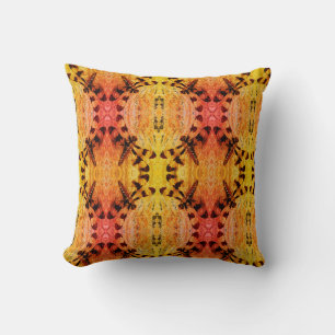 Coussin Libellule noire, jaune orange automne dos solide