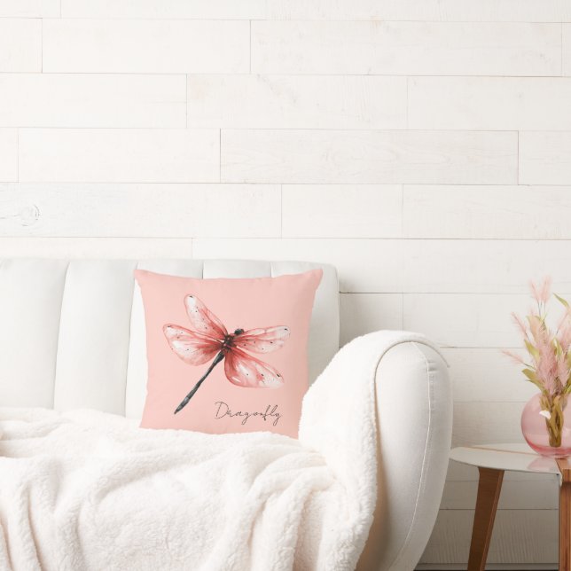 Coussin Libellule Rose Pâle (Canapé)