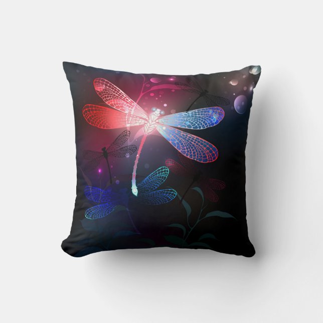 Coussin libellule rouge brillante (Recto)