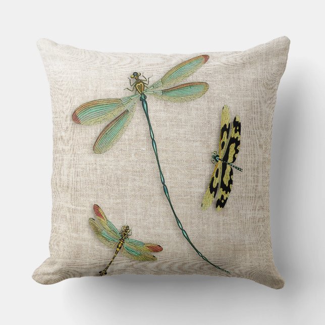 Coussin Libellules Teal-À ailes décoratives (Recto)