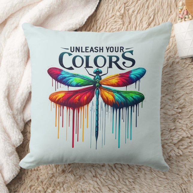 Coussin Libérez vos couleurs - libellule artistique (Couverture)