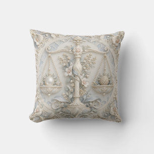 Coussin Libra bleu ivoire de style relief en porcelaine