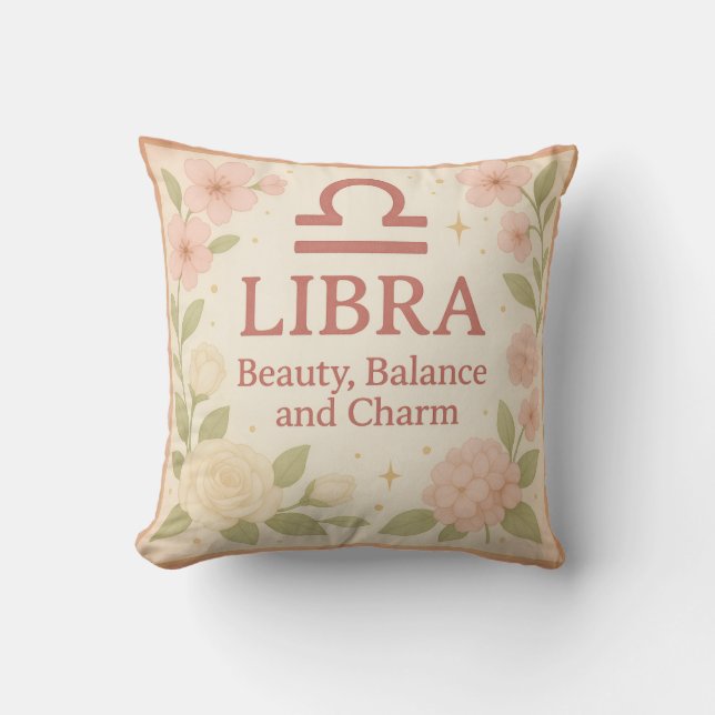 Coussin Libra Gift Pillow – Beauty, Balance & Charm Astrol (Recto)