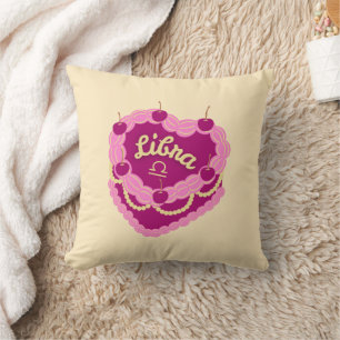 Coussin Libra Zodiac Pastel Coeur gâteau d'anniversaire