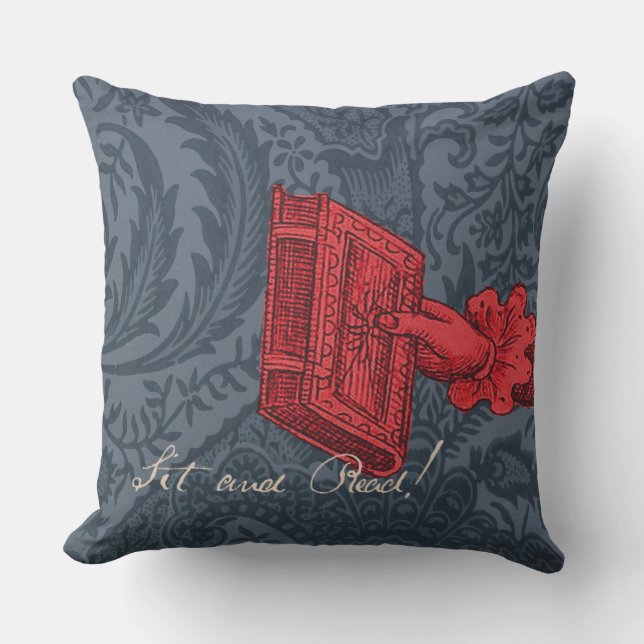 Coussin Librairie, bibliothèque, coin de lecture Bleu/Roug (Recto)