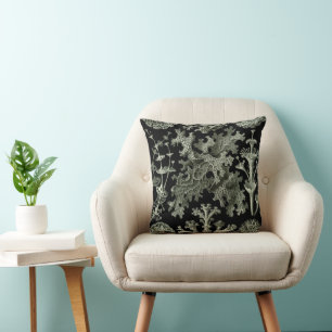 Coussin Lichen par Ernst Haeckel, Plantes de la nature vin