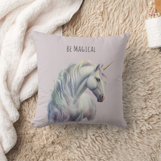 Coussin Licorne à corne d'or blanche magique (Couverture)