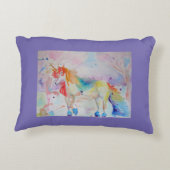 Coussin Licorne Arc-en-Ciel Aquarelle Amour Violet (Dos)