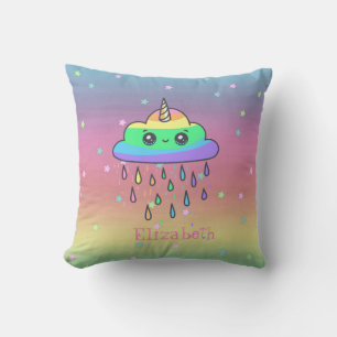 Coussin Licorne Arc-en-ciel Fantaisiste, Pluie, Ombre
