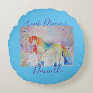 Coussin Licorne Arc-en-ciel Rose Douces Rêves Fill