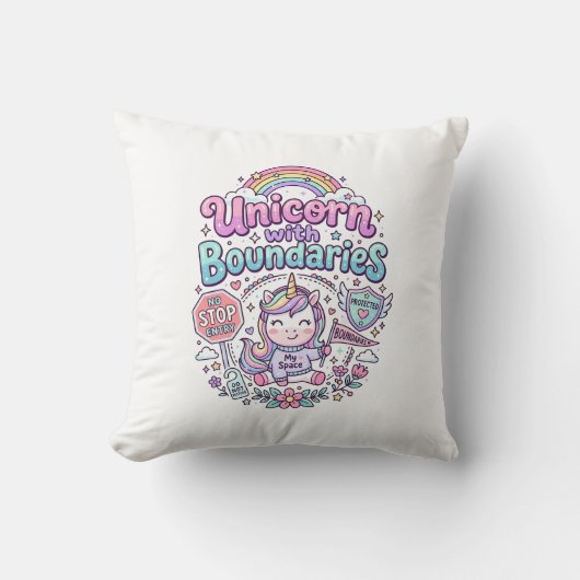 Coussin Licorne avec des frontières Charme Vêtements Graph (Recto)