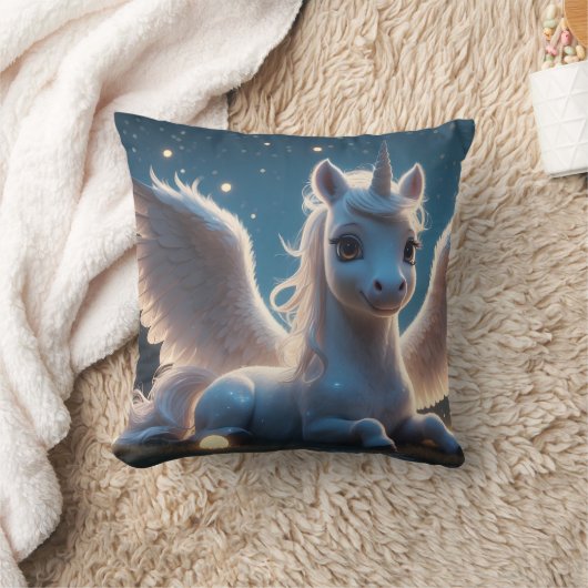Coussin Licorne blanche avec ailes (Couverture)