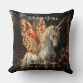 Coussin Licorne Blanche Avec Des Ailes De Papillon Orange  (Recto)