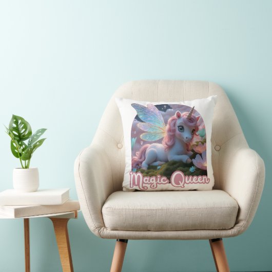 Coussin Licorne blanche avec des ailes - Magic Queen (Chaise)