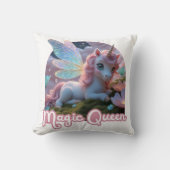 Coussin Licorne blanche avec des ailes - Magic Queen (Recto)
