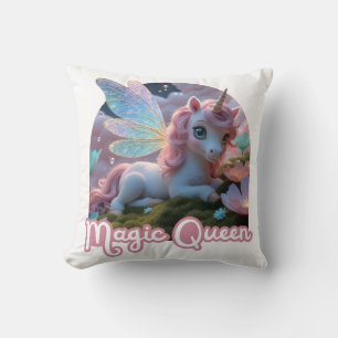 Coussin Licorne blanche avec des ailes - Magic Queen