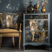 Coussin Licorne Blanche Papillon Bleu Ailes Cheval Fée