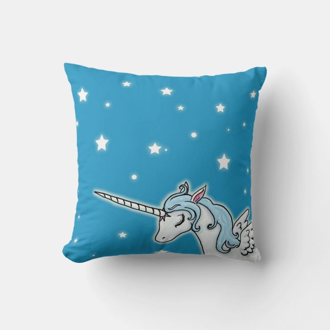 Coussin Licorne bleue et blanche de Pegasus (Recto)