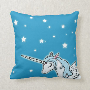 Coussin Licorne bleue et blanche de Pegasus