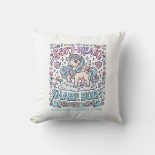 Coussin Licorne Cœur Doux Corne Pointue Typographie Gras P