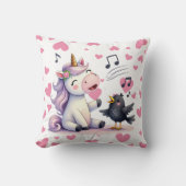 Coussin Licorne Cœurs Roses  (Recto)