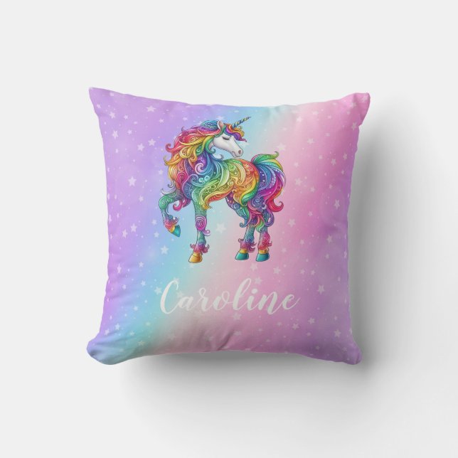 Coussin licorne colorée magique (Recto)