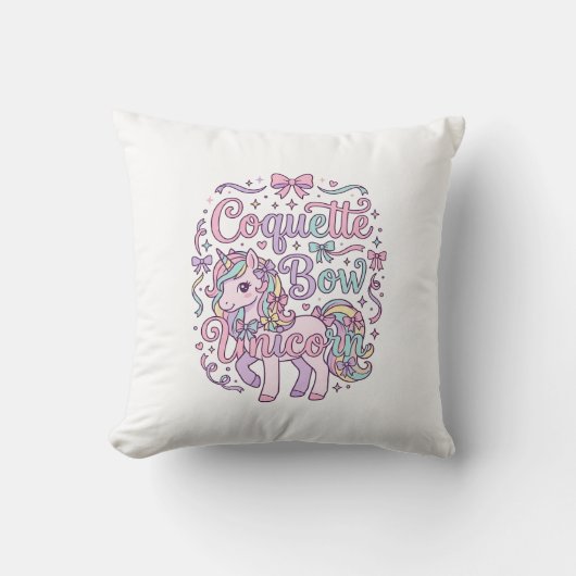 Coussin Licorne Coquette Bow Licorne Mignon Graphique Past (Recto)