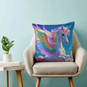 Coussin Licorne Danseuse aux Ailes Arc-en-Ciel