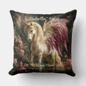 Coussin Licorne de forêt aux ailes roses (Recto)