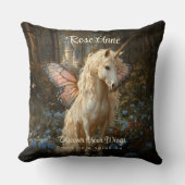 Coussin Licorne de la Forêt Blanche Ailes de Papillon Rose (Recto)